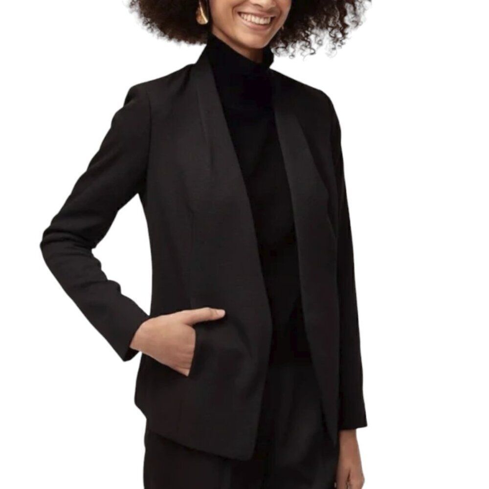 Aritzia Babaton Keith Jacket Blazer Japanese Fabric Open Front in Black Size 2